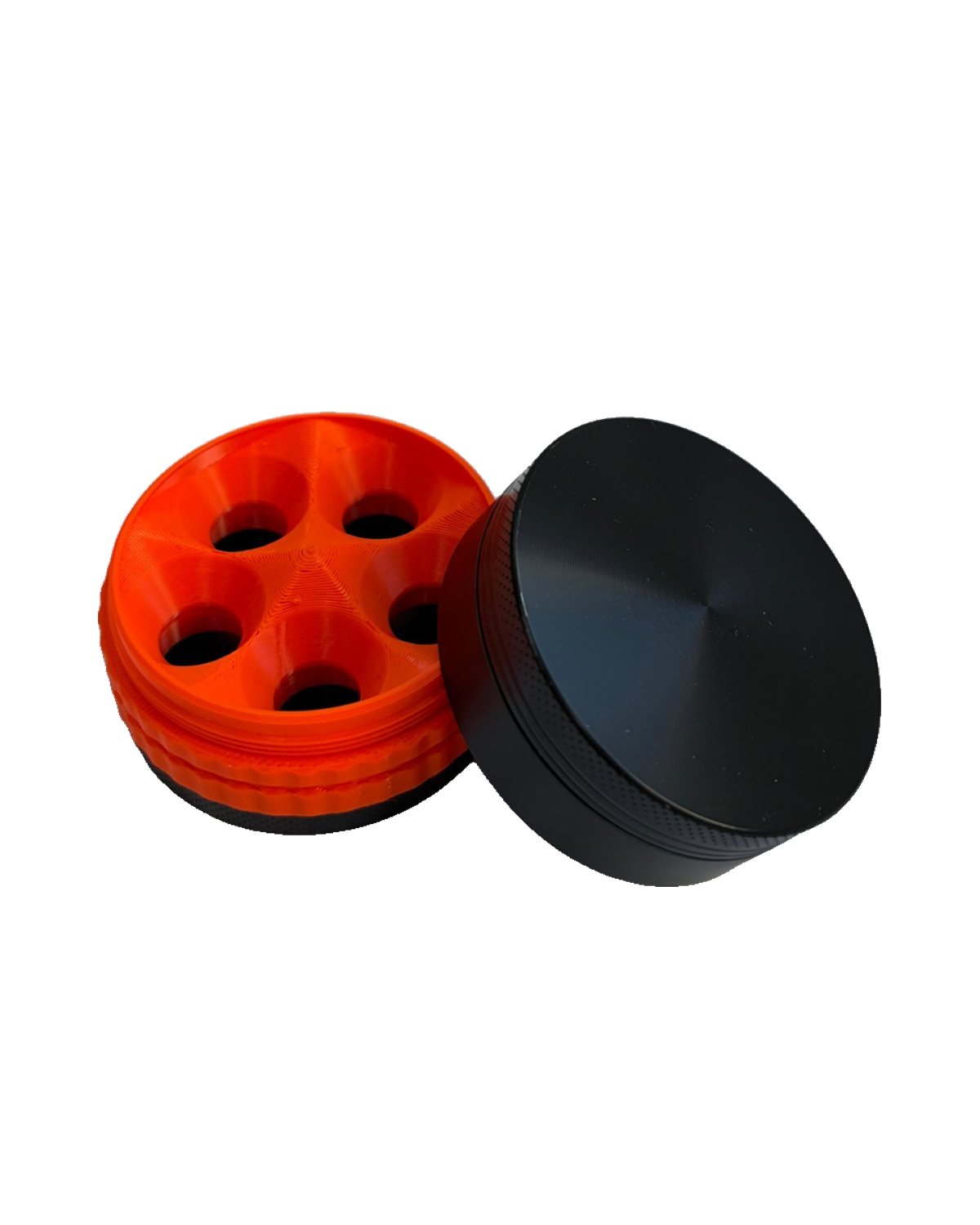 The orange dock with five funnels next to the grinder