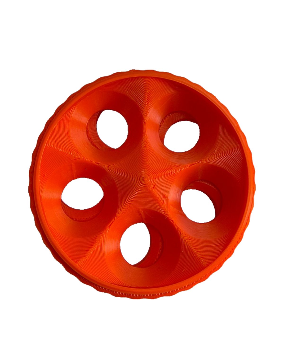Top view of the dock: five funnels around a star-shaped centre